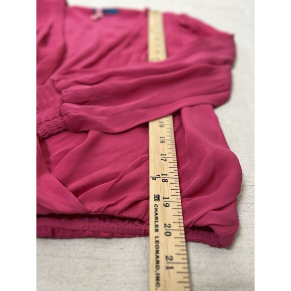 Alice + Olivia‎ Pink Bubble Hem Blouse Faux Wrap Silk Top Women Small - Picture 8 of 11